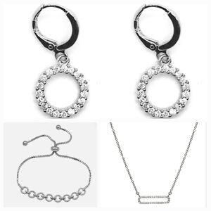 Elegant Round Silver Jewelry Set NWOT